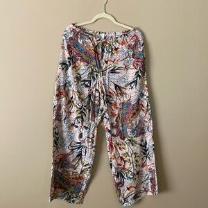 Casual pants, elastic waist wide leg pants.